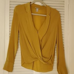 H&M Silk Blouse in Mustard
